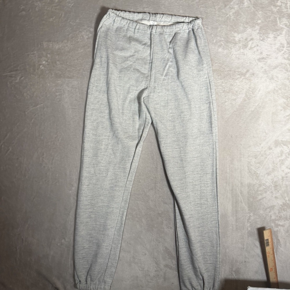 Vintage USA Made Sweatpants Mens Large Gray Fleece Joggers Elastic Cuff 90s